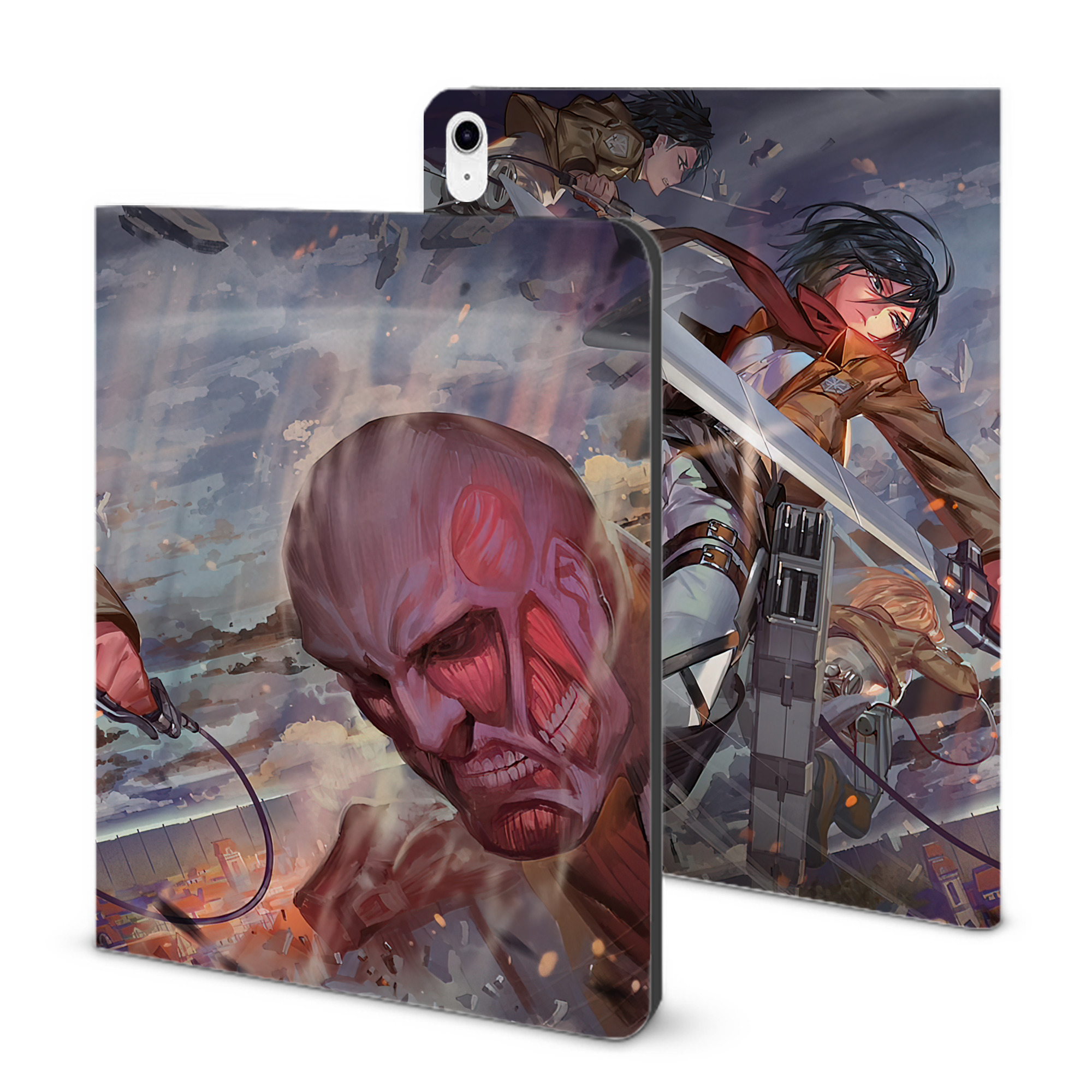 （画像用） 進撃の巨人 Attack on Titan IPad ケース ブック型 PUレザー TPU 耐衝撃 軽量 薄型 ペン収納なし 全面保護 IPad 各モデル対応